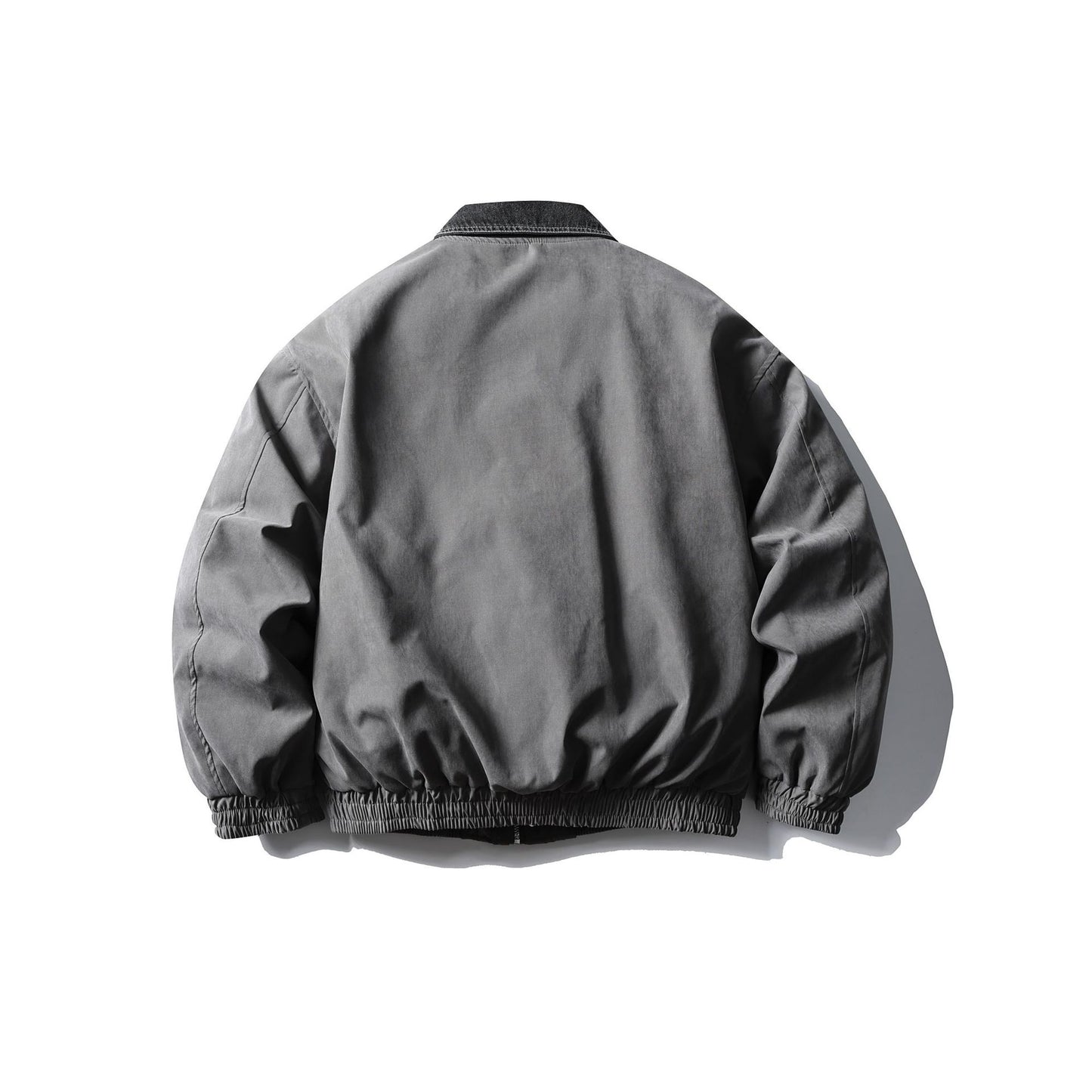 Loose Color-blocked Turn-down Collar Flight Cotton Coat