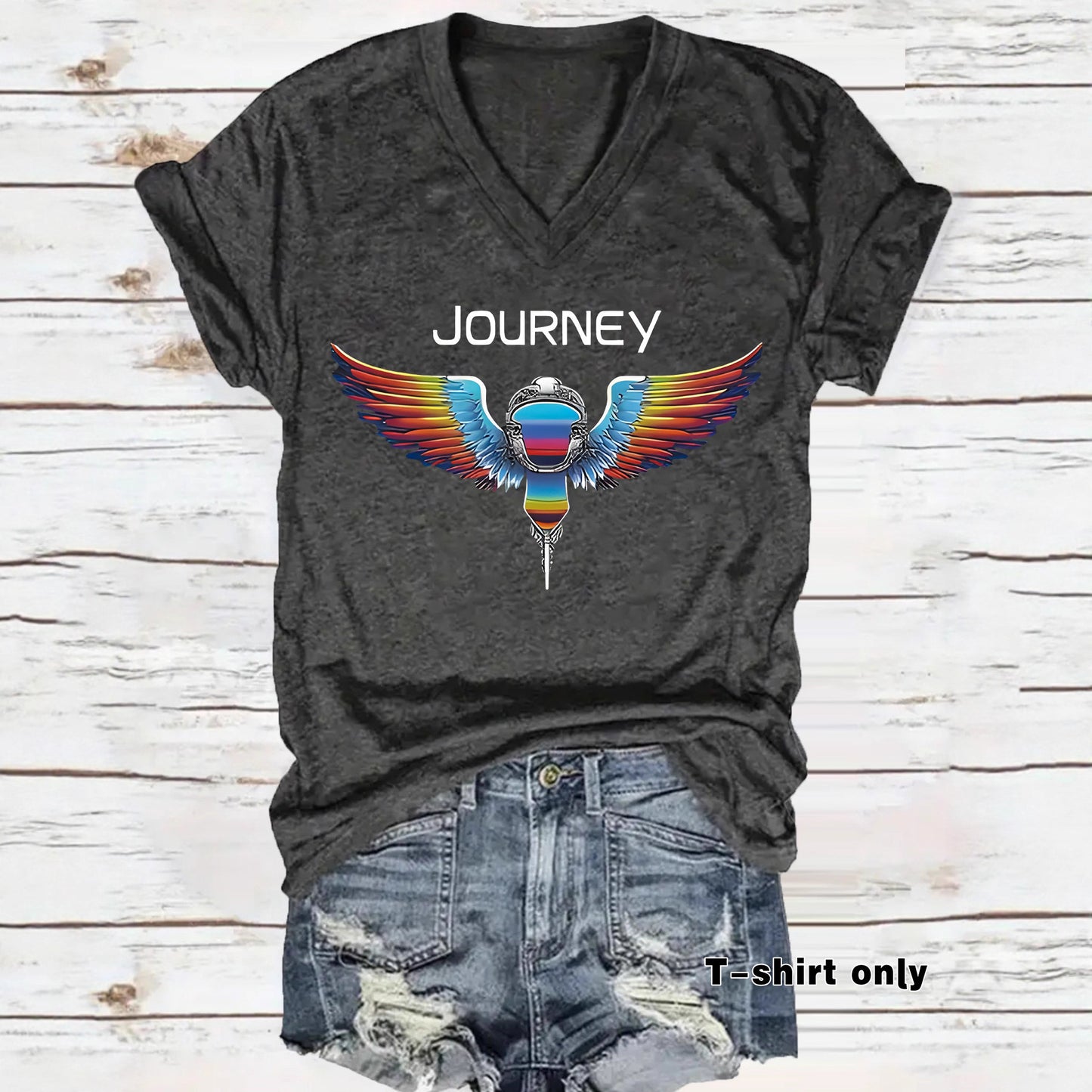 Patriotic JOURNEY print on t-shirt