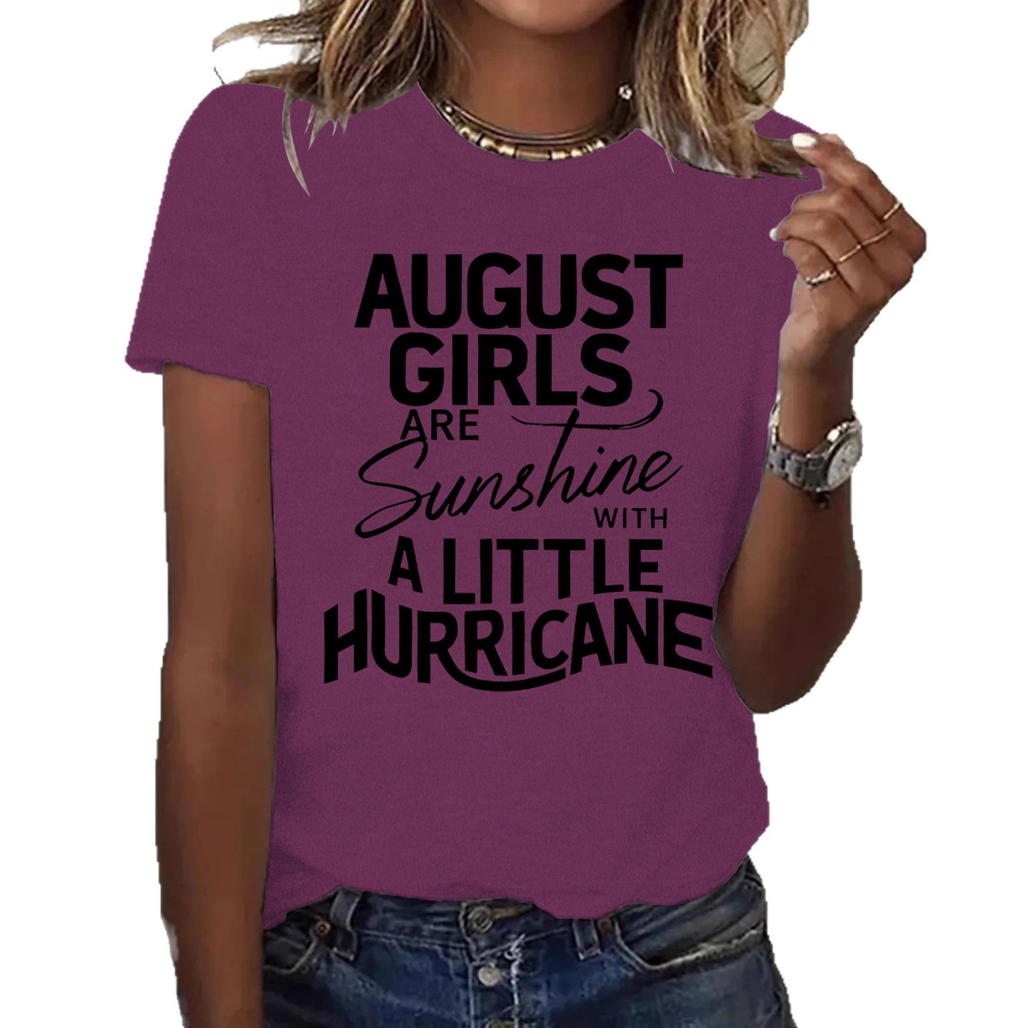 Printed short sleeved letter print