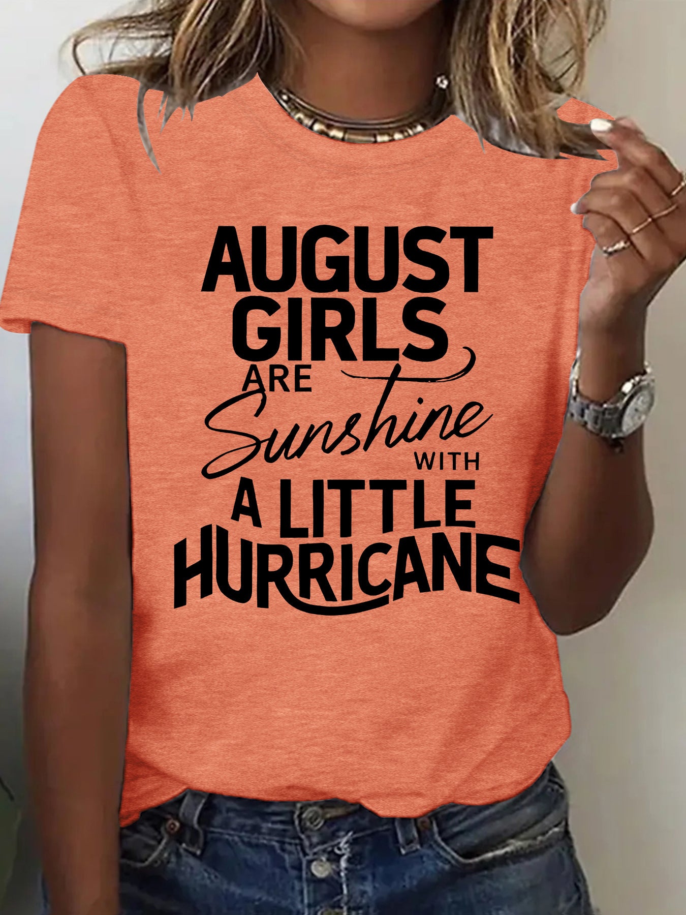 Printed short sleeved letter print