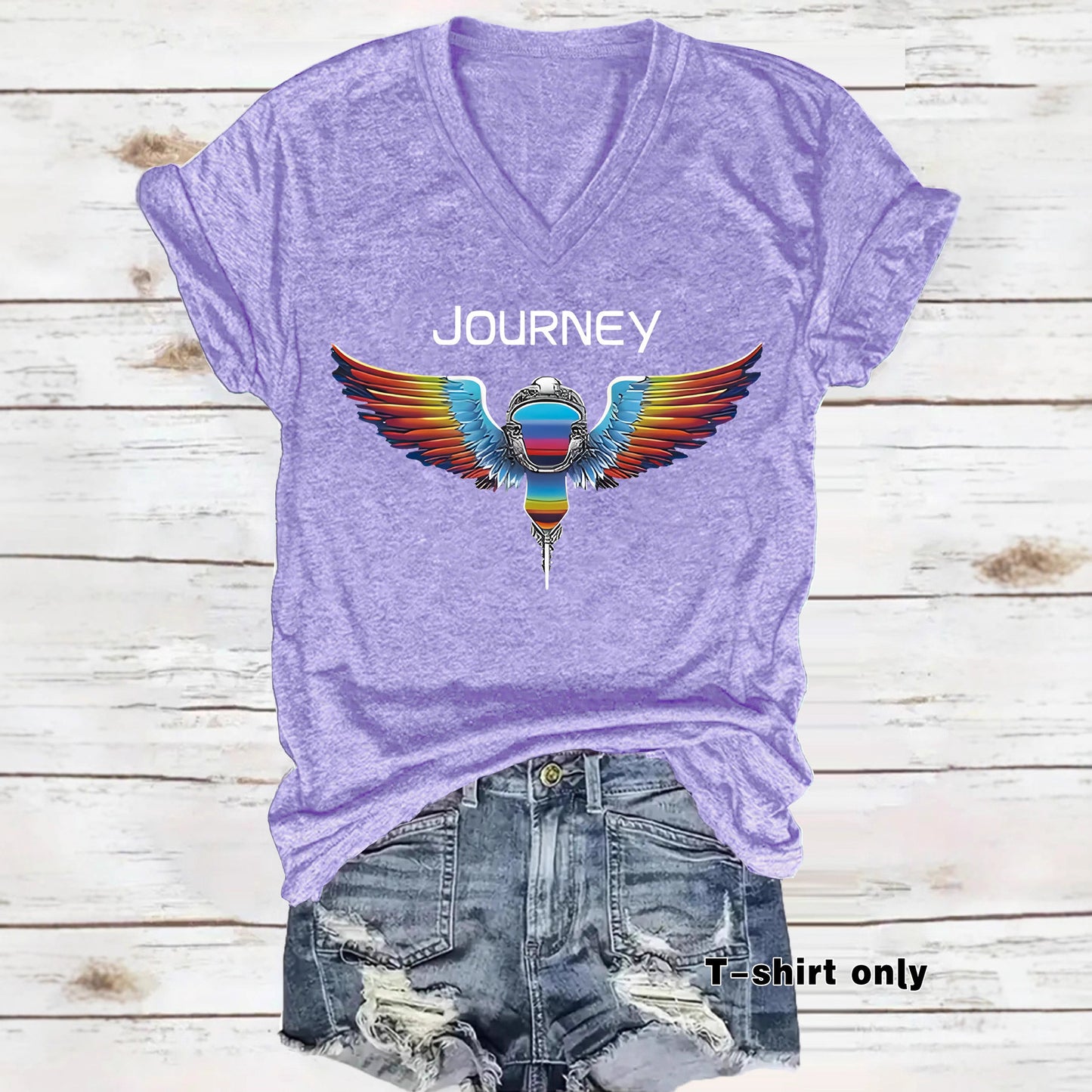 Patriotic JOURNEY print on t-shirt