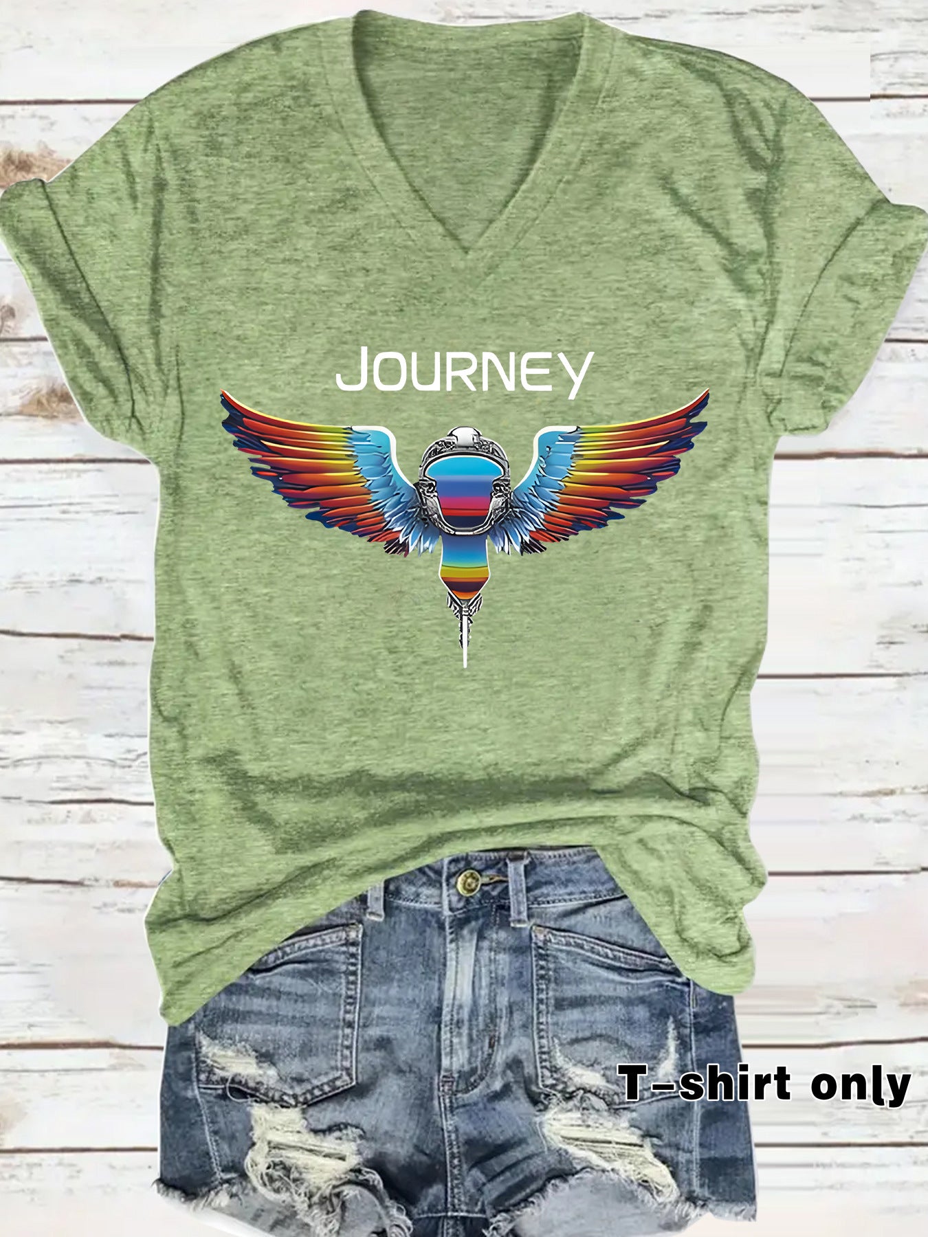 Patriotic JOURNEY print on t-shirt