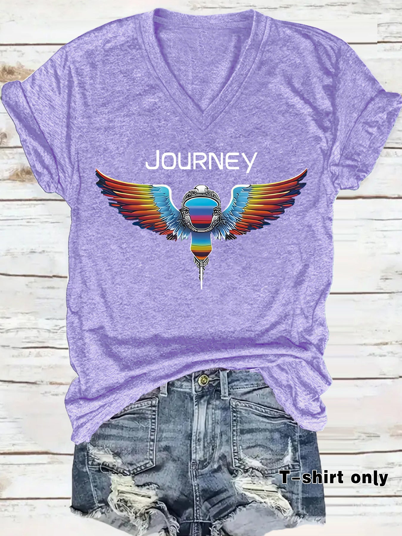 Patriotic JOURNEY print on t-shirt