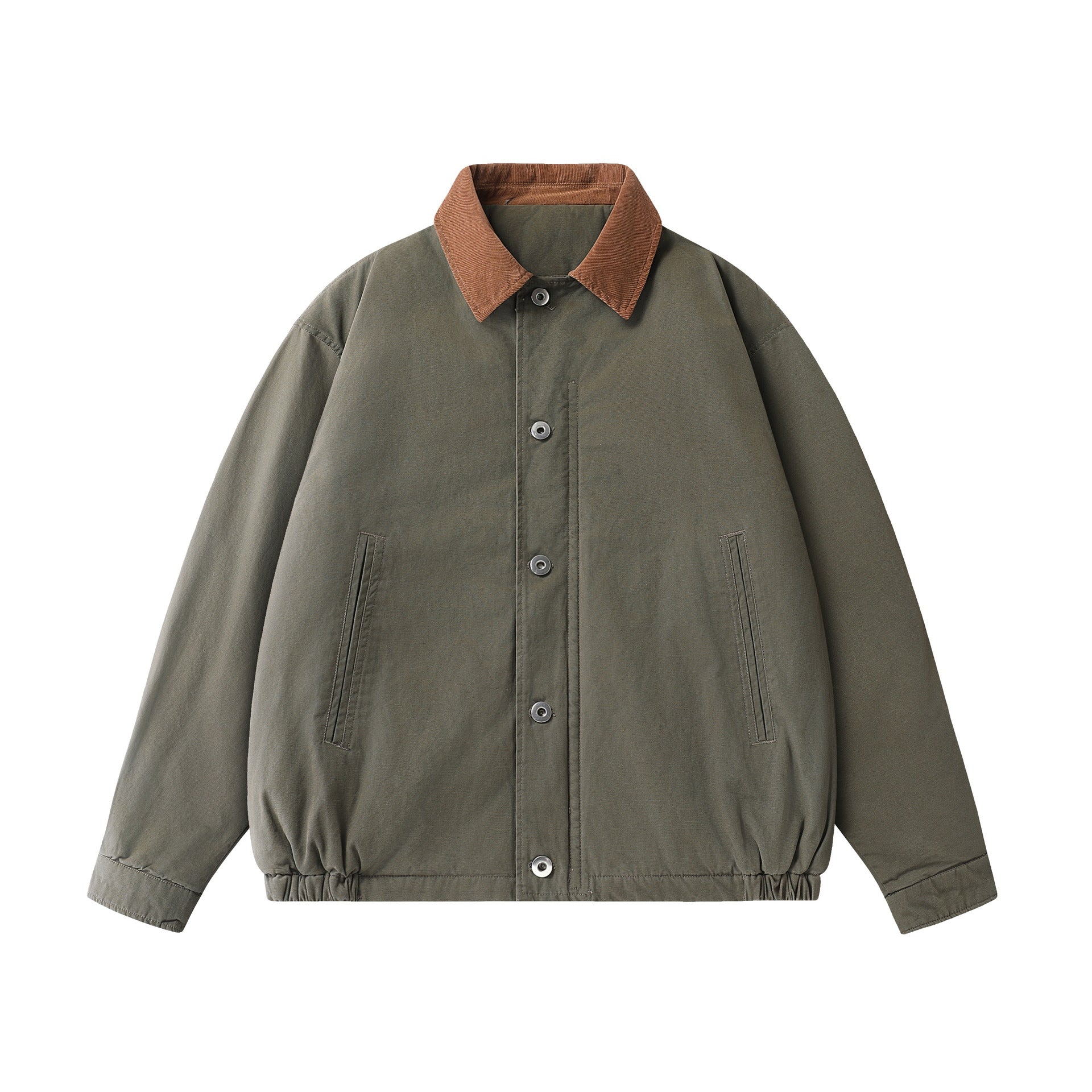 Color-Blocked Lapel Cotton Coat for Men Trendy Vintage Workwear Jacket