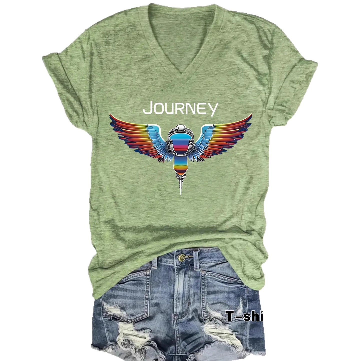 Patriotic JOURNEY print on t-shirt