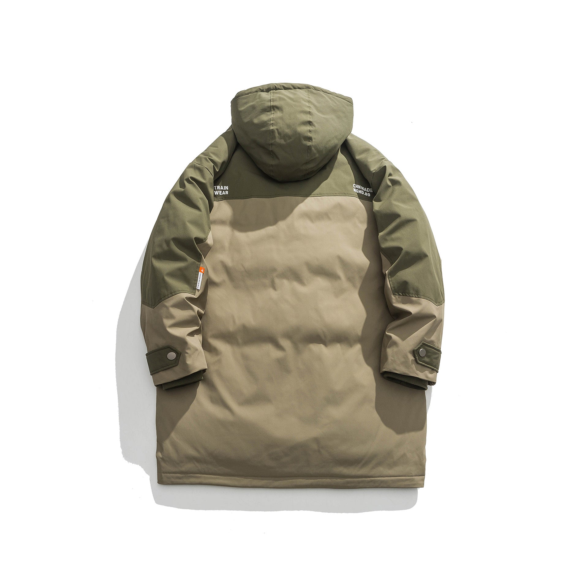Patchwork Warm Hooded Mid-Length White Duck Down Parka