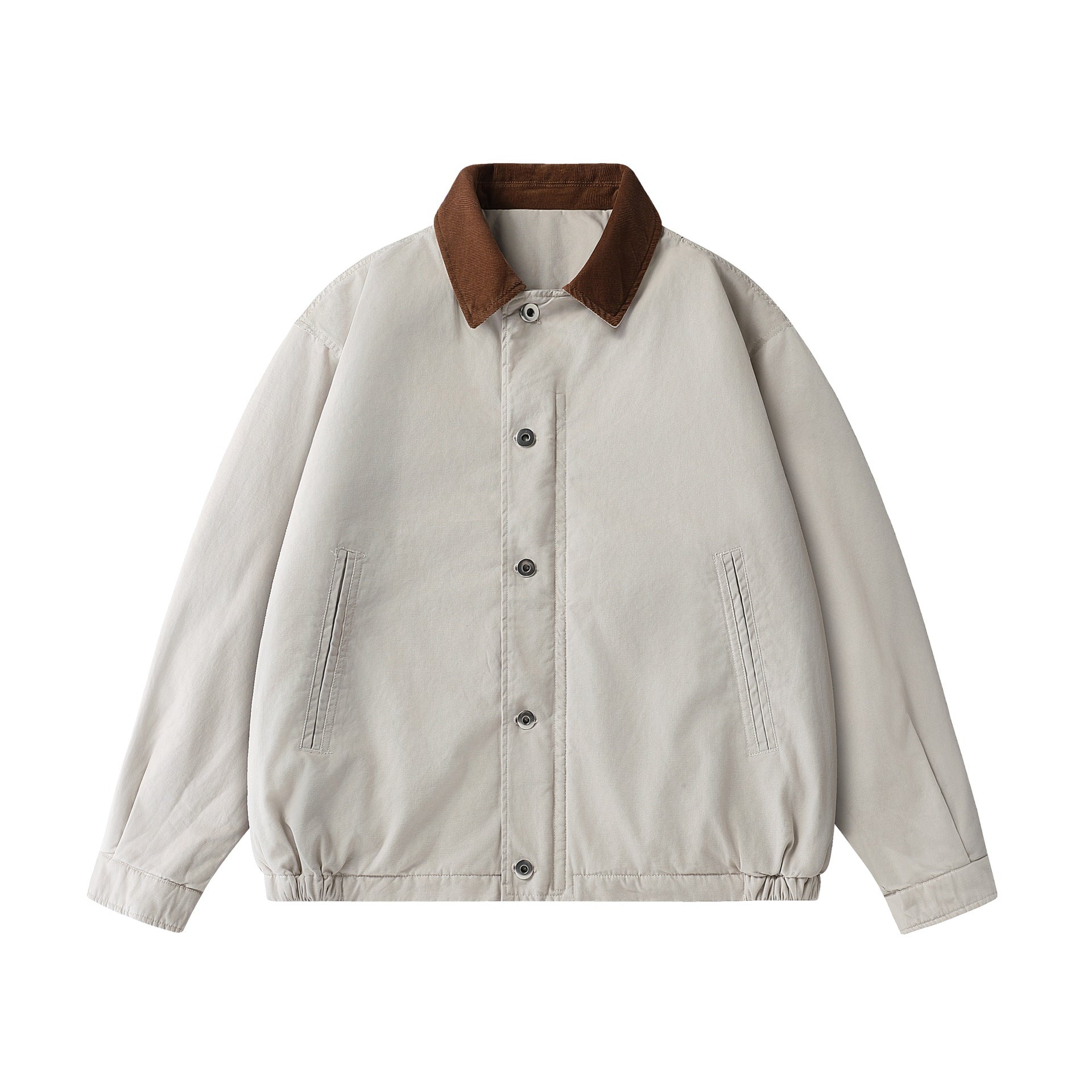 Color-Blocked Lapel Cotton Coat for Men Trendy Vintage Workwear Jacket