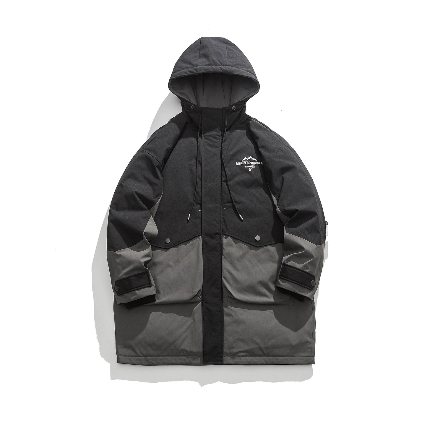 Patchwork Warm Hooded Mid-Length White Duck Down Parka