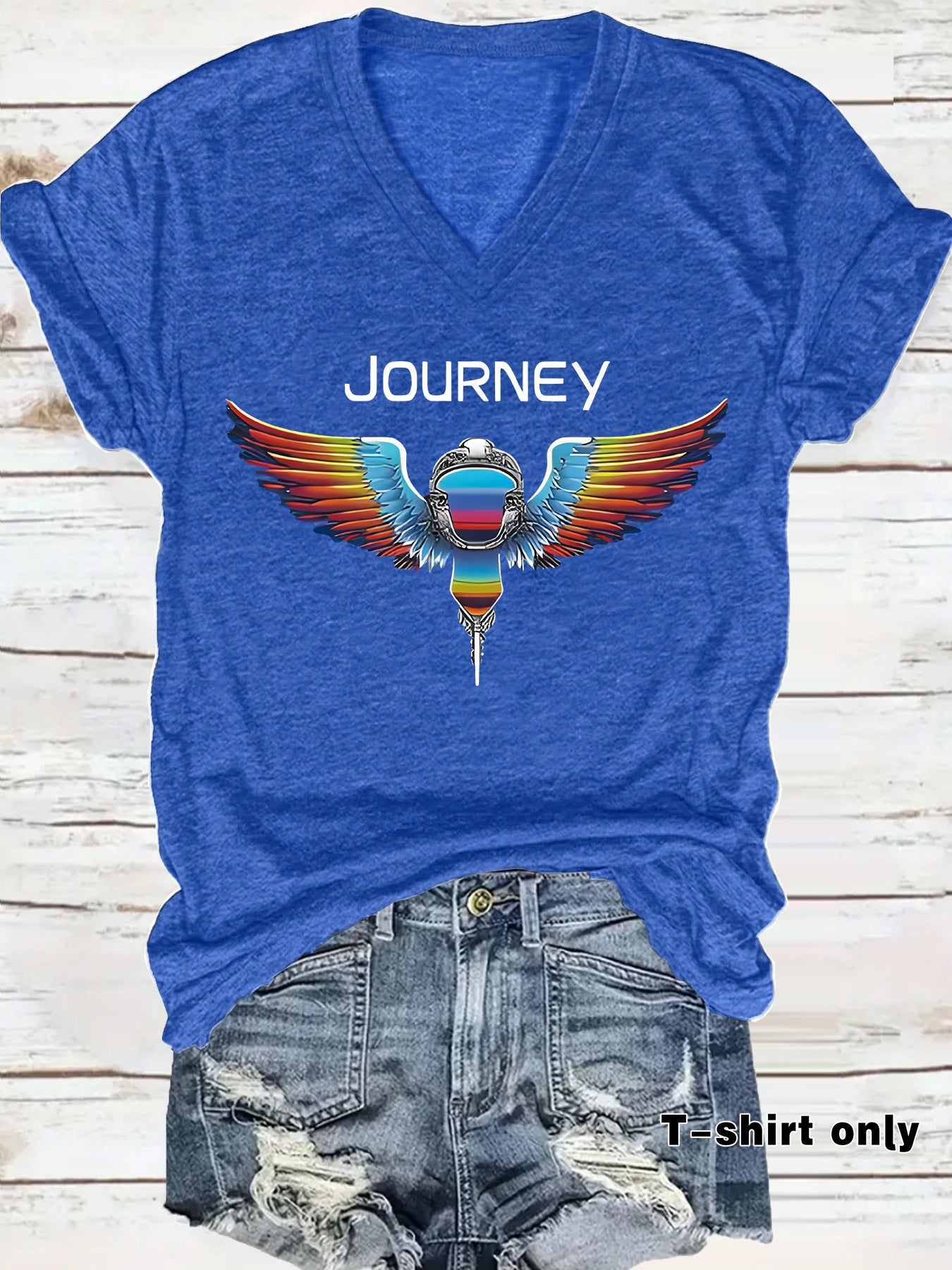 Patriotic JOURNEY print on t-shirt