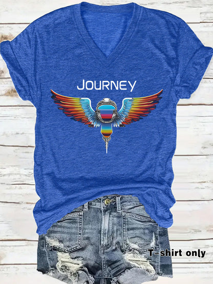 Patriotic JOURNEY print on t-shirt