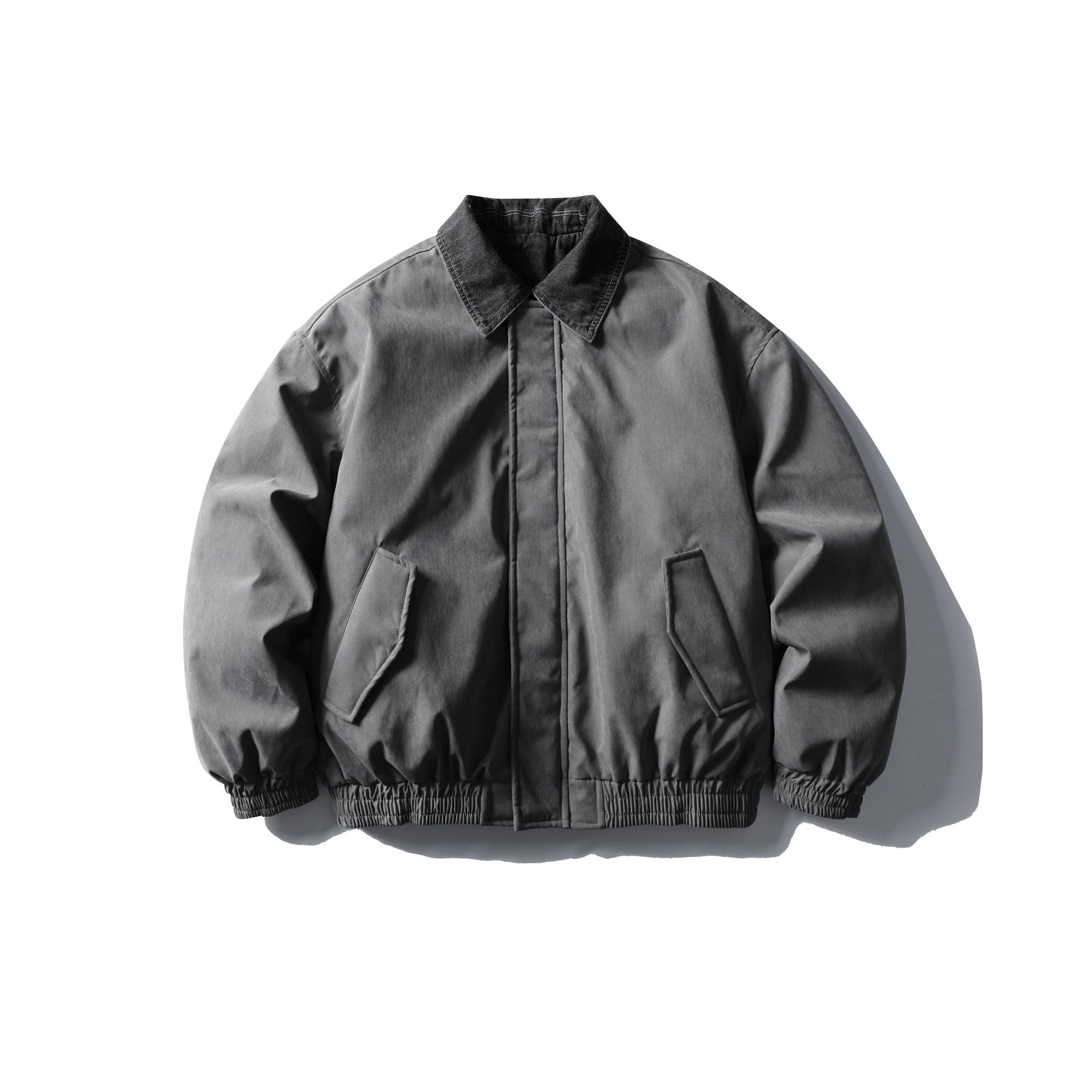 Loose Color-blocked Turn-down Collar Flight Cotton Coat