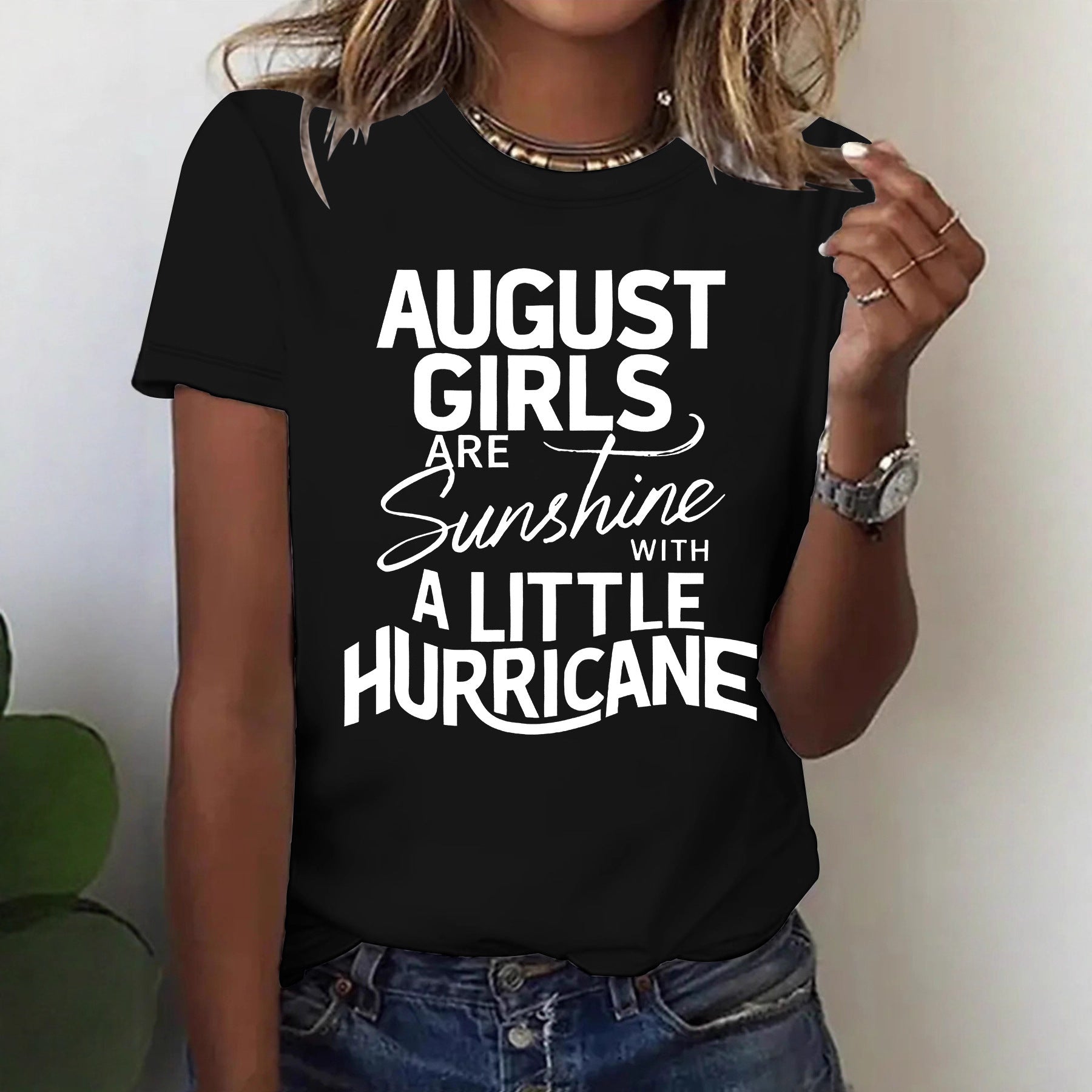 Printed short sleeved letter print