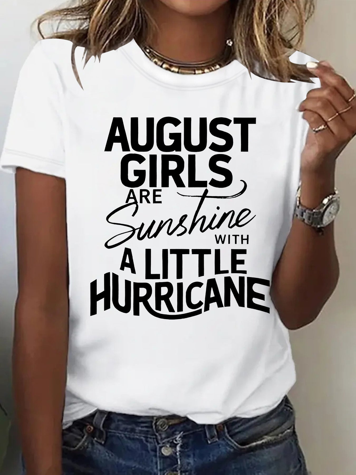 Printed short sleeved letter print