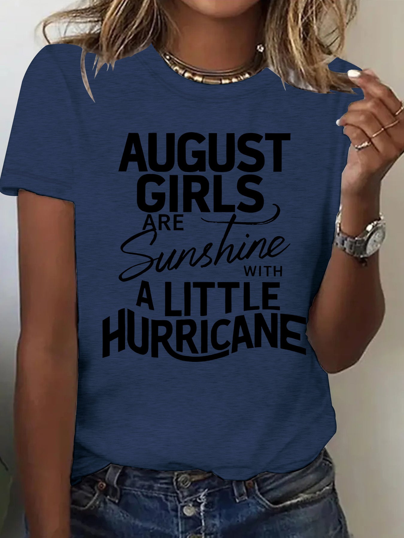 Printed short sleeved letter print