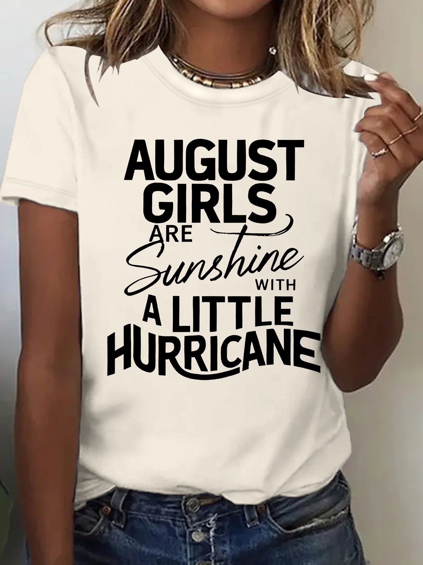 Printed short sleeved letter print