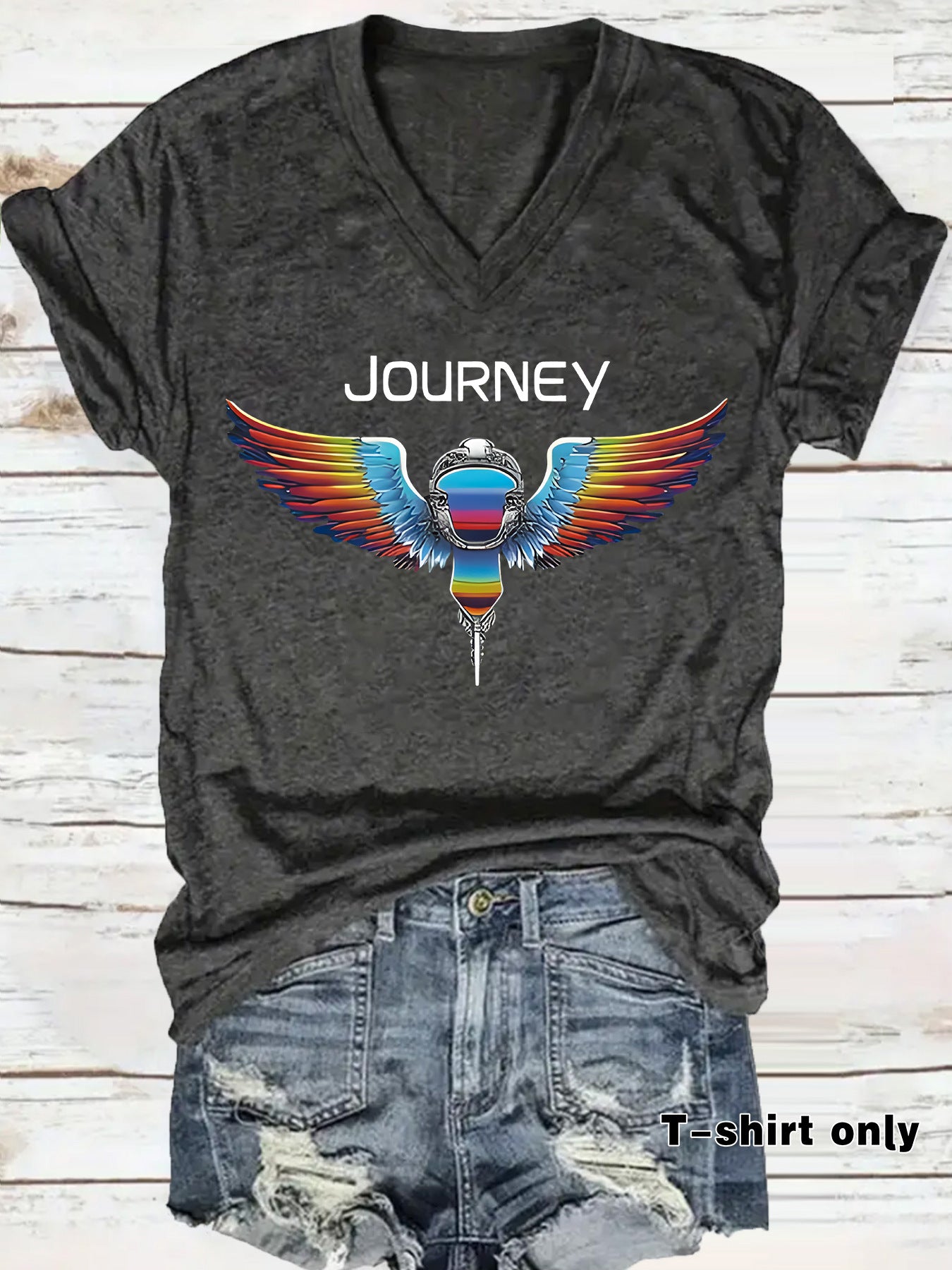 Patriotic JOURNEY print on t-shirt