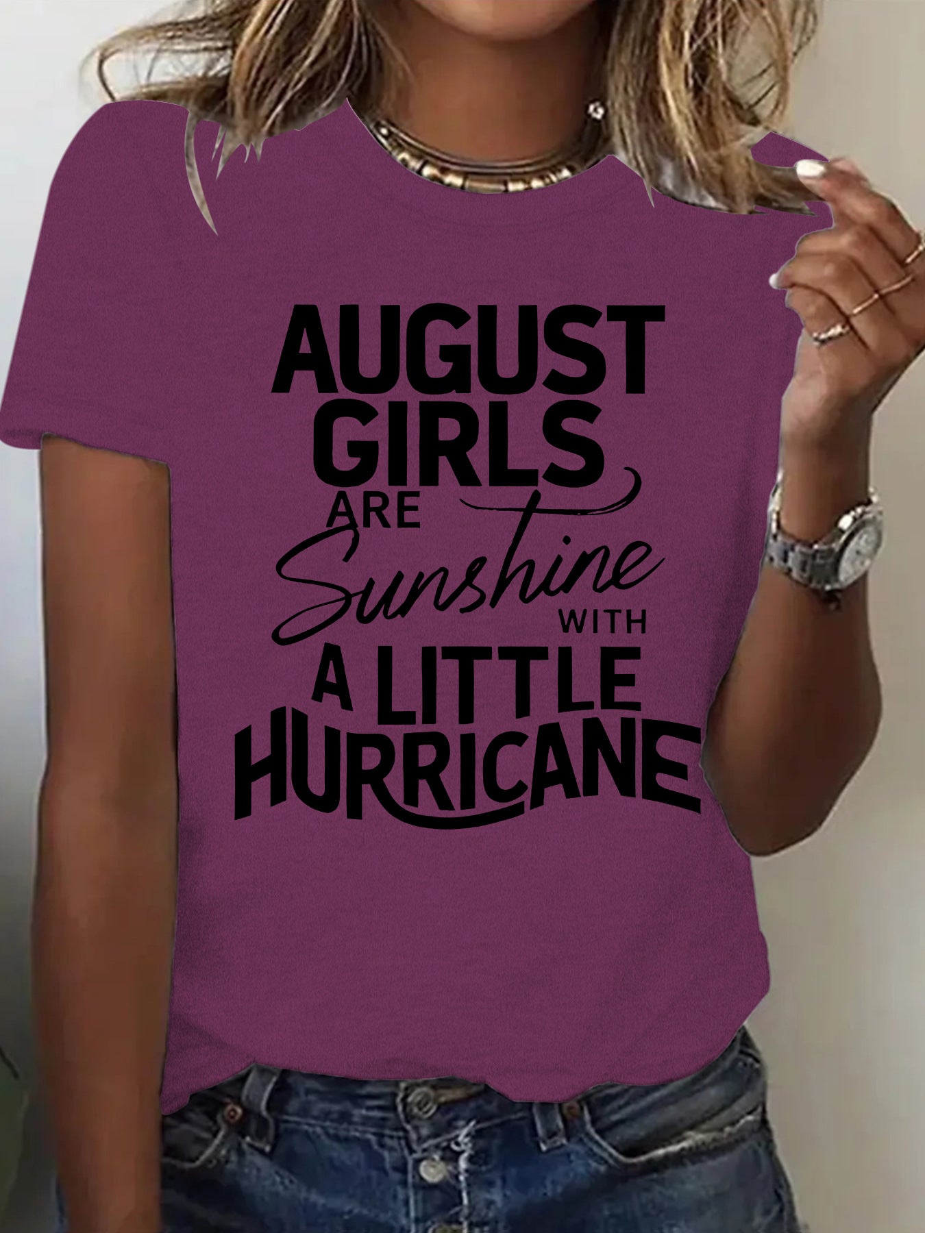 Printed short sleeved letter print