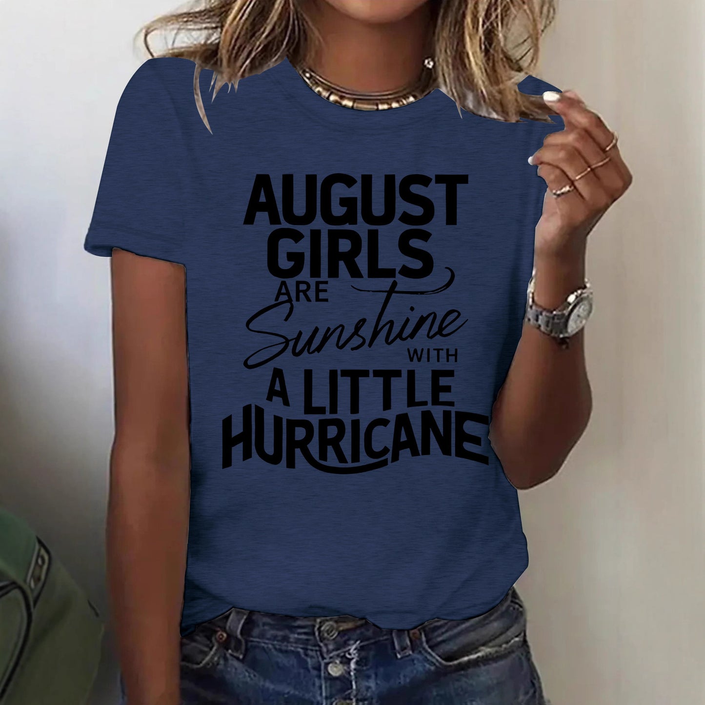 Printed short sleeved letter print