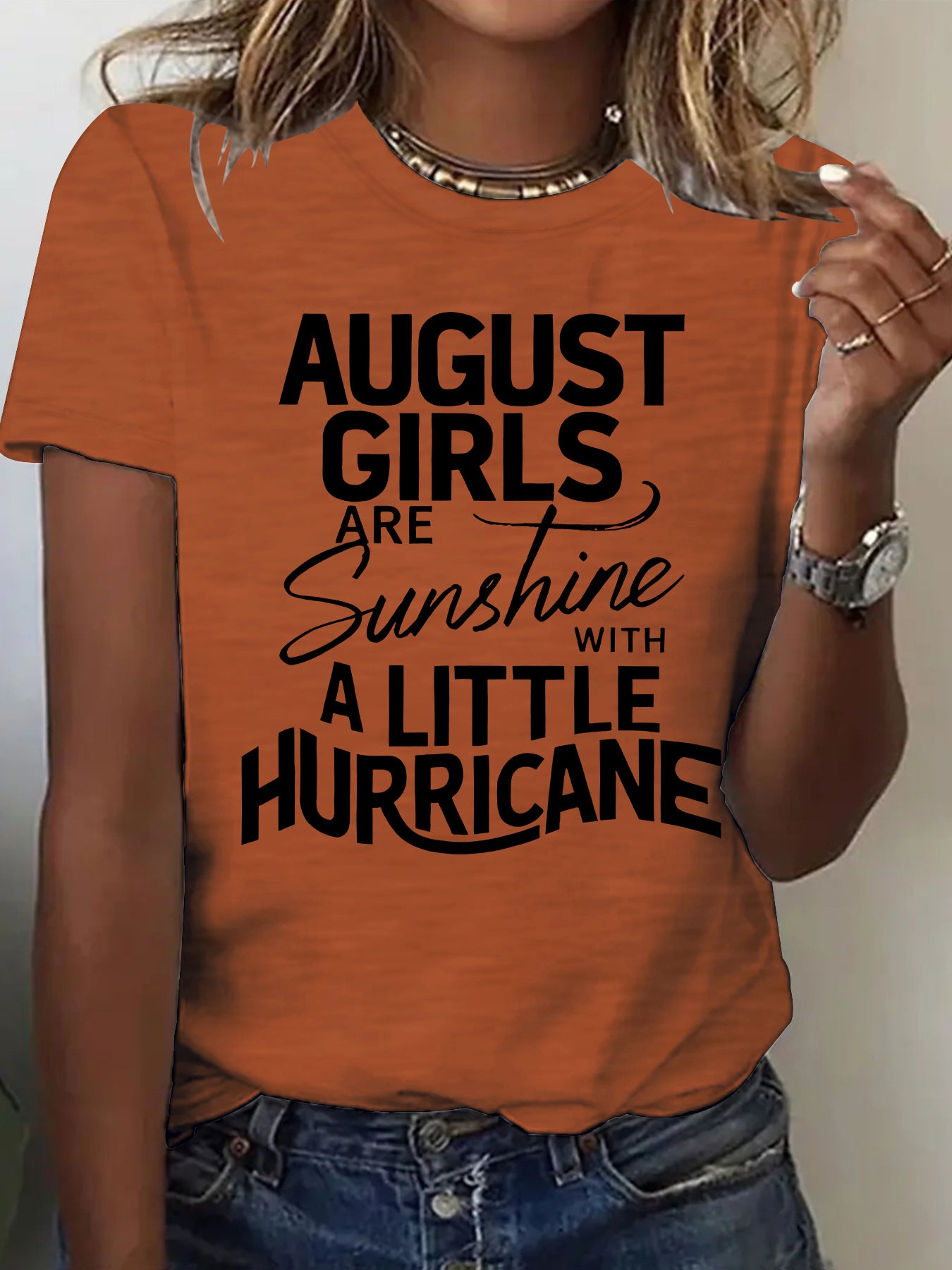 Printed short sleeved letter print