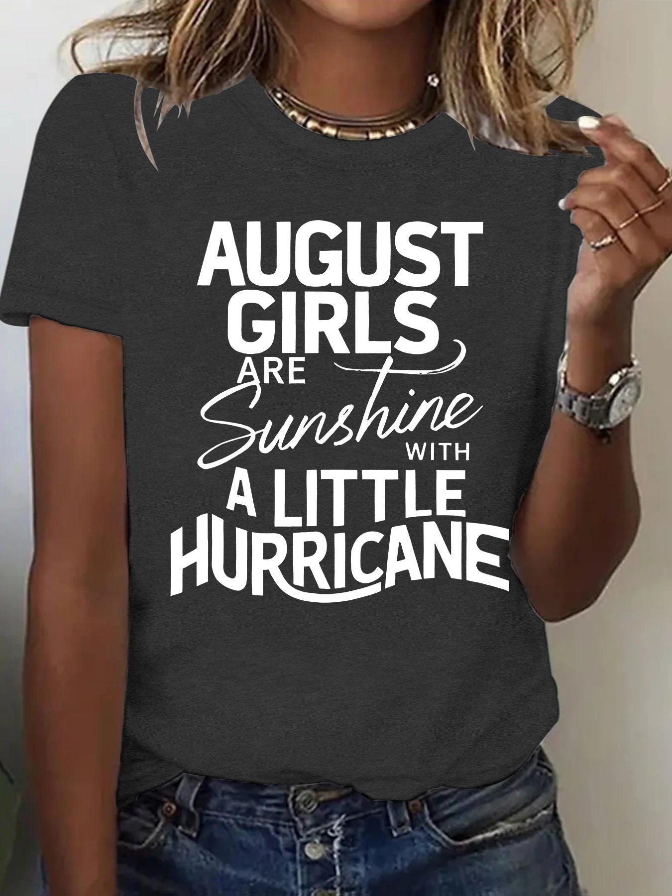 Printed short sleeved letter print