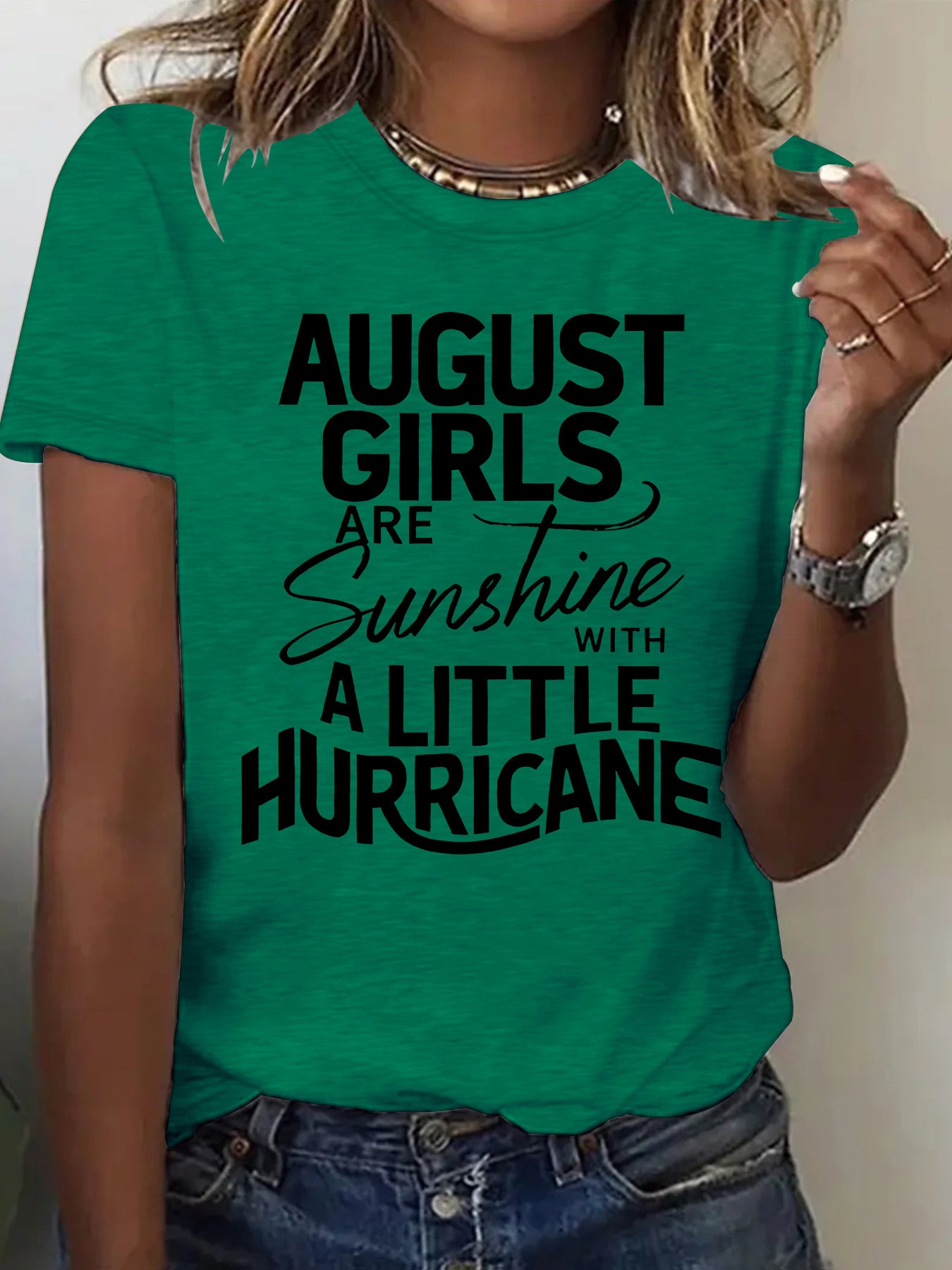 Printed short sleeved letter print