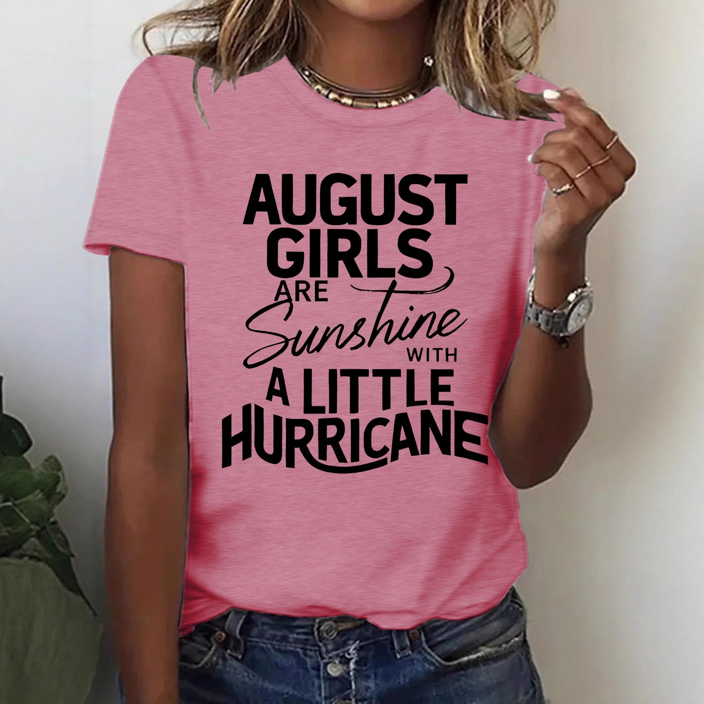 Printed short sleeved letter print